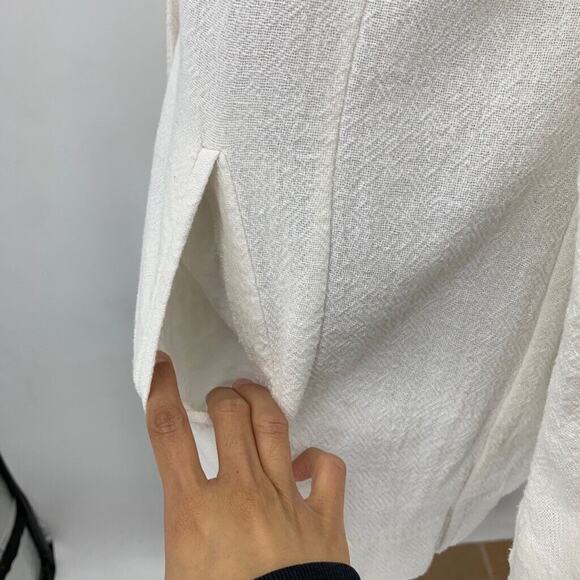 Free People Blazer Womens L Large White Cotton One Button Pockets Notch Collar - Picture 5 of 12